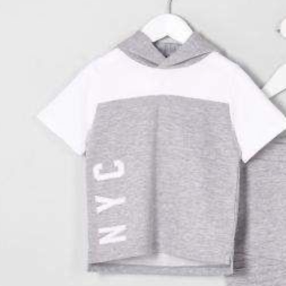 River Island Mini boys grey marl hoodie joggers outfit - Picture 2 of 3
